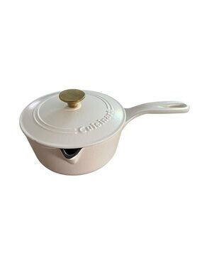 Cuisinart Cream Enamel Saucepan with Gold-Tone Knob